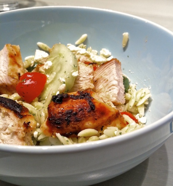 Chicken Orzo Salad ++ the pear and plum